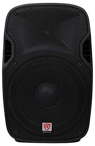 Rockville SPGN158 15" DJ PA Speaker Pair Bundle with RPM47 Powered Mixer | 1600W Peak / 400W RMS Each, 8-Ohm, Bluetooth/USB, 2 RMC-XLR Microphones, 2 Tripod Stands, SpeakOn Cables, 7-Items