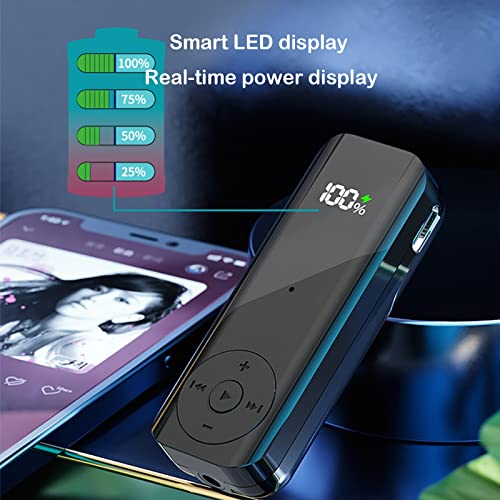 Bluetooth 5.2 Adaptor for Wireless Headphones, 60H Battery Life Bluetooth Receiver with LED Digital Display & Noise Cancelling Mic, Wireless Audio Receiver for Speakers, Car/Home Stereo - color: Receiver