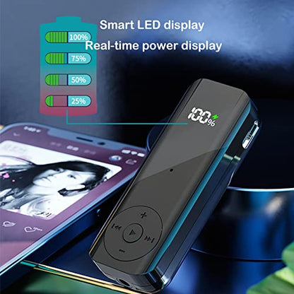 Bluetooth 5.2 Adaptor for Wireless Headphones, 60H Battery Life Bluetooth Receiver with LED Digital Display & Noise Cancelling Mic, Wireless Audio Receiver for Speakers, Car/Home Stereo - color: Receiver