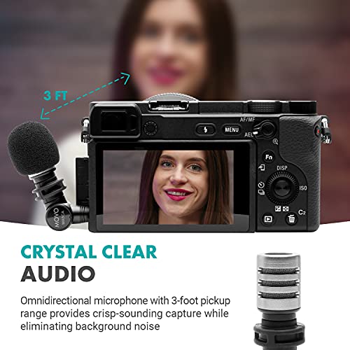 Movo MA5CA 3.5mm TRS Mini Microphone for Camera - Mini Mic for Camera and Camcorder - Video Camera Microphone with 180° Rotation - Pocket-Size Camera Mic for Travel Vlogs and Street Videography