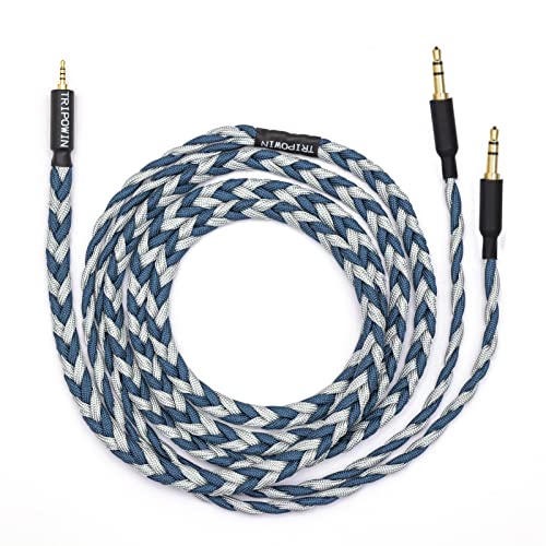 Linsoul Tripowin GranVia Upgraded OFC Headphone Replacement Cable | Dual 3.5mm Connector to 3.5mm Stereo Headphone Cable for HE4XX/HE-400i/HE400se/Goldplanar/Focal ELEGIA, Blue, 2m - color: Blue, size: 2m