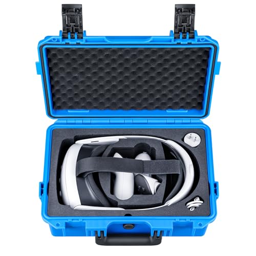 Lykus Titan OQ200 Waterproof Hard Case for Quest 3S/3 and Elite Head Strap | CASE ONLY,Fits Stock and Official Elite Head Strap,IP67 Waterproof,Shockproof,CNC Cut Premium Foam - color: Blue