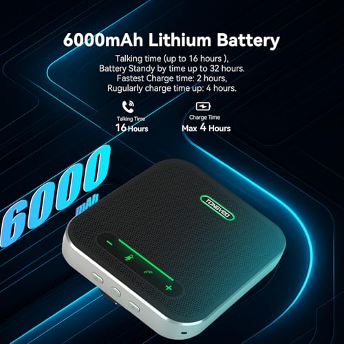 Wireless Conference Speaker and Microphone, 2-in-1 Daisy Chain Bluetooth Speakerphone with 4 Mics Arrays and 360° Voice Pickup and Noise Reduction,Bluetooth/USB/Dongle connection Methods for 30 People - color: Jet