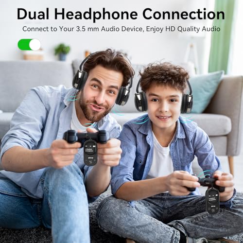 Airplane Bluetooth 5.3 Transmitter Receiver Adapter, Supports 2 AirPods or Headphones with aptX Low Latency, 3.5mm AUX Jack Wireless Audio Transmitter for Planes, Airline, Travel, TV (Black)