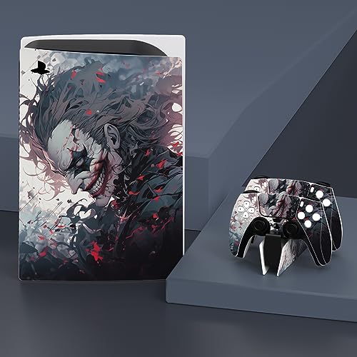 PlayVital for ps5 Skin - Disc Edition Full Set Console Controller Skin, Vinyl Decal Wrap Sticker Cover for ps5 Controller & Charging Station & Headset & Media Remote - Killing Clown