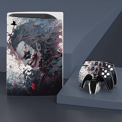 PlayVital for ps5 Skin - Disc Edition Full Set Console Controller Skin, Vinyl Decal Wrap Sticker Cover for ps5 Controller & Charging Station & Headset & Media Remote - Killing Clown