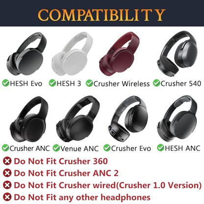 SOULWIT Earpads for Skullcandy Crusher Evo/Hesh ANC/Hesh Evo - Black | for Skullcandy Crusher(Wireless/ANC/Evo/540), Hesh(3/ANC/Evo), Venue ANC Headphones - color: Black