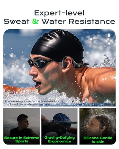 DEMICEA Open Ear Sport Headphones, Wireless Bone Conduction Earphones, Built-in 32GB MP3,with Mic, IP68, Sweat & Water Resistant, Up to 8 Hours Battery, Bluetooth 5.3,for Running,Swimming,Workouts - color: Charcoal