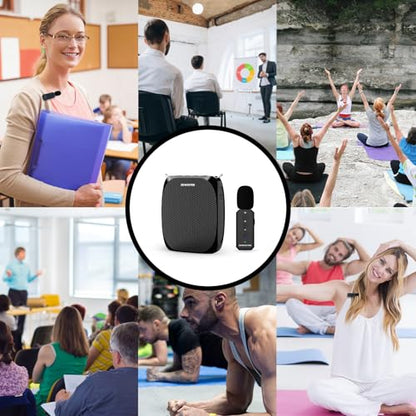 ZOWEETEK Wireless Voice Amplifier with Handheld & Lavalier Mics for Teacher | Portable Megaphone, Bluetooth Speaker, Rechargeable, for Classroom, Meeting, Group Outings, Party, Karaoke