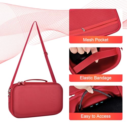ANKHOH Hard Travel Case for JBL Charge 6 Speaker with Shoulder Strap | Fixed tray, elastic strap and zippered mesh pocket organize the speaker, charger and cables, Black, Case Only - color: Red