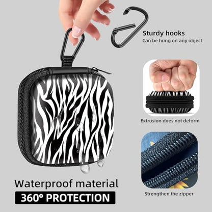 Square Data Cable Earbud Charger Coin Storage Bag Shockproof and Drop-Proof EVA Material Compatible with AirPod(Zebra) - color: Zebra