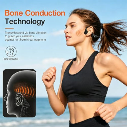 Full-Coverage Liquid Silicone Swimming Headphones,IP68 Waterproof Underwater Headphones, Bluetooth 6.0&MP3 with 32GB Memory Card,Soft/Skin-Comfortable Open Ear Bone Conduction Swim Earbuds(Black - color: Black