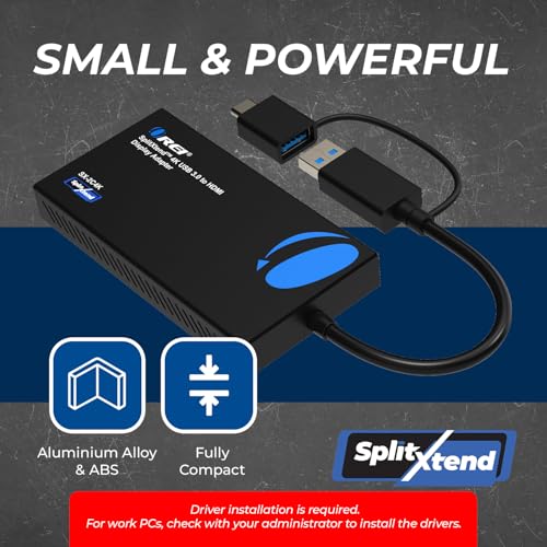 OREI SplitExtend 4K HDMI Splitter Extended Display for Dual Monitor - Multi-Monitor Display 3 Separate Screens - USB A & USB-C Adapter to HDMI 2.0, 4K@60hz, DisplayLink Driver MacOS, Windows | Multi-Monitor Display 3 Separate Screens - USB A & USB-C Adapt