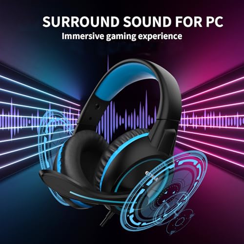 B3 Gaming Headset, Blue | Nintendo Switch, Xbox One, PS4, Mega Bass Surround, Noise Cancelling, 3.5mm Jack Over Ear with Mic, Laptop PC Smartphones - color: Blue