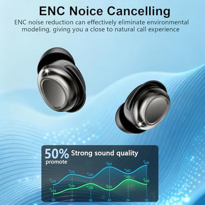 Sleep Ear Buds, 2025 True Wireless Earbuds, Ultra-Mini Bluetooth 5.4 Earbuds for Side Sleepers, 42H Play Hi-Fi Stereo 3D Bass Noise Cancelling Bluetooth headphones, USB C, IP7 Waterproof LED Earphones - color: Black