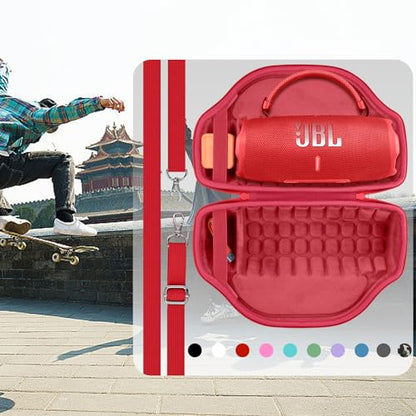 co2CREA Case for JBL Charge 6 Portable Bluetooth Speaker, Red | High-Density Foam Padding, Reinforced Handle, Detachable Shoulder Strap, Compact Lightweight Design, Dust Protection - color: Red Case
