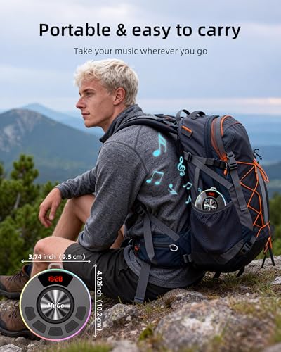 MuGo Waterproof Bluetooth Shower Speaker with Strong Suction Cup, IPX7 Portable Wireless Speaker, 360° HD Sound & RGB Lights, Bluetooth 5.3, 10H Playtime – Shower Radio for Home/Party/Outdoor/Gifts - color: Matte Black