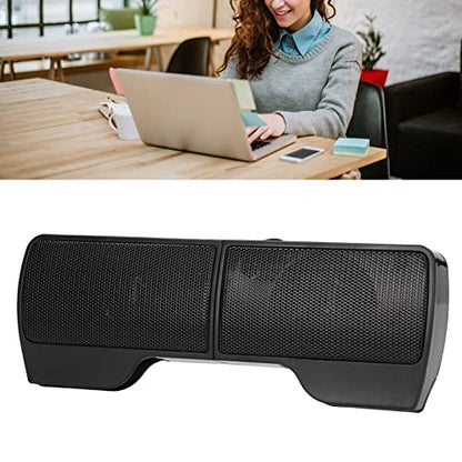 Zerodis Laptop Speakers, USB Powered Soundbar with Screen Clip, Stereo Computer Speaker for Monitor Desktop PC, Wired Mini Sound Bar with Passive Radiators, Plug and Play