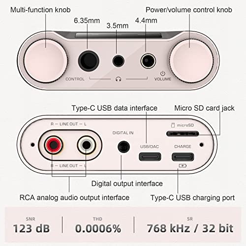 SHANLING H7 Desktop DAC/Headphone Amplifier,Balanced Portable HiFi Music Player,AK4191EQ+AK4499EX DAC,768kHz/32bit DSD512,MQA Full Decoder,3.5/4.4/6.35mm,Optical/USB/Coaxial/Bluetooth 5.0 (Titanium) - color: Titanium