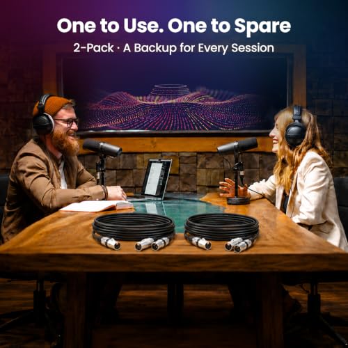 GEARit 22AWG OFC XLR Cables 6 FT 2-Pack Male to Female for Podcast Studios - color: Black, size: 6 Feet, style: 2 Pack