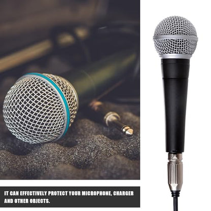 ULTECHNOVO Large Capacity Black Eva Microphone Bag with Drop-resistant Design and Microphone Protection for Charger and Digital Products Storage for Karaoke Accessories