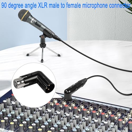 QIANRENON Adjustable 90 Right Angle XLR Audio Connector - 3Pin Male to Female, Extended Cabling for Tight Spaces