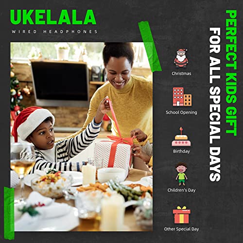UKELALA U2B ANC Wired & Wireless Bluetooth 6.0 Headphones Foldable with Mic | Up to 30 Hrs Battery, Noise Canceling Foldable Lightweight Head phones with Volume Control‌ for Kids Adult School Black Green - color: Green/Black