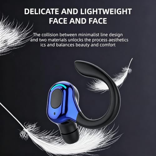 Wireless Headset Business Headphones,Waterproof Hanging Single Ear Earbuds,Mono Wireless Headset Noise Cancelling Sports Wireless Earpiece with Mic for Smart Phones (Blue) - color: Blue