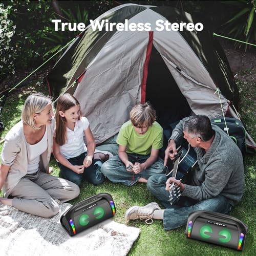 LFS Bluetooth Speaker,100W Loud Speakers Bluetooth Wireless with Deep Bass, LED Lights, IPX6 Waterproof, 30H Playtime, Portable Outdoor Speaker Boombox for Camping,Beach, Party