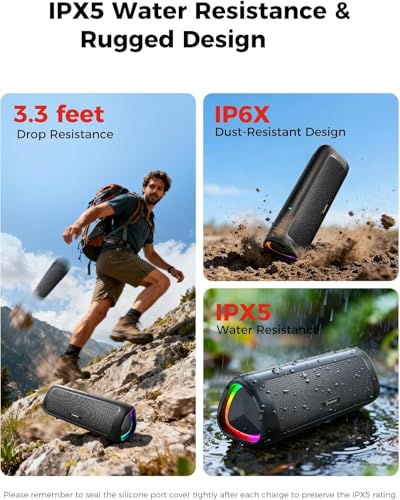 Bluetooth Speaker, 20W HD Sound, Portable Wireless, IPX5 Waterproof, Up to 24H Playtime, TWS Pairing, for Home/Party/Outdoor/Camping/Beach Essentials, Electronic Gadgets, Birthday Gift (Black) - color: Black