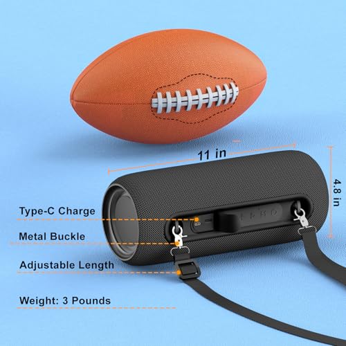 Passau Portable Bluetooth Speakers Loud 40W Peak Stereo Sound, Passive Radiators-Deep Bass, All Day Playtime, Adjustable Strap, BT5.3, IPX5 Wireless Speaker RGB Lights for Indoor Outdoor | TWS, RGB Light, Passive Radiator, Adjustable Strap, BT5.3 Recharge