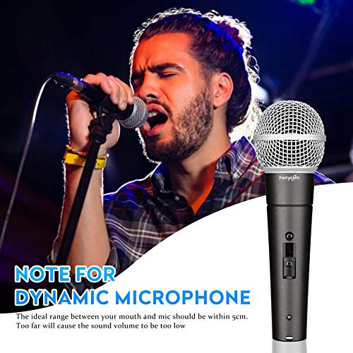 Perrycom Professional Dynamic Vocal Microphone with On and Off Switch, Cardioid Handheld Metal Mic for Singing, Compatible with AMP/Speaker/Mixer,Black Clip,XLR Gold-Plating Conn(TM58S) - style: Cardioid