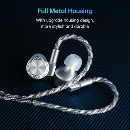 ARTTI T10 Pro in-Ear Monitor, Dual Magnetic Circuit 14.2mm Planner Driver HiFi IEM Earphones, Wired Gaming Earbud with Full Metal Housing, Detachable OFC Cable for Singer Musician Audiophile(Silver) - color: Silver