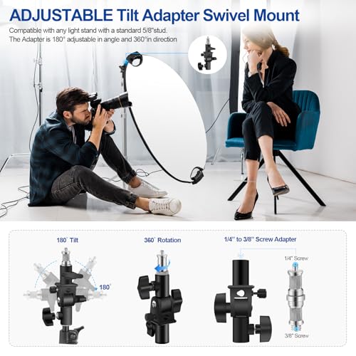 WELLMAKING 32'' Reflector Photography with tilt Adapter for Studio Outdoor | 80cm Light Reflector 5in1, Two 1/4" Grips, Collapsible with Bag High-End Coating Translucent, Silver, Gold, White and Black - size: 32 Inch (80cm)
