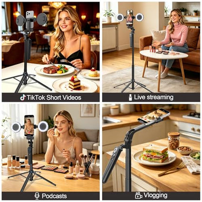 Tripod for iPhone Vlogging Kit with Mini Microphone, Light & Remote