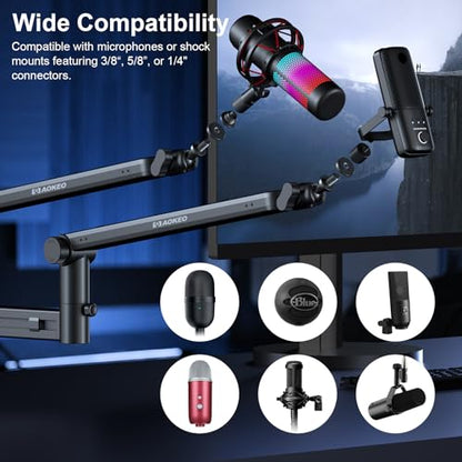 Microphone Arm,Aokeo AK-58 Desk Low Profile Adjustable Mic Boom Arm Stand,Suitable For Blue Yeti,Snowball iCE, HyperX QuadCast,SoloCast,Elgato Wave,Etc - color: AK-58