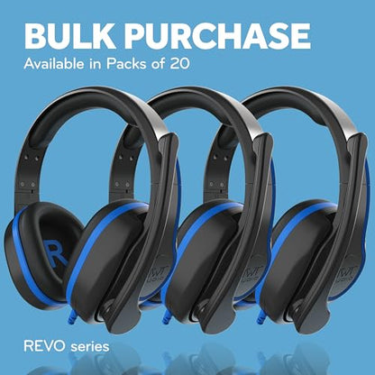 TWT Audio REVO TW310 Over-Ear Wired Headphones With Mic Boom - 20 Pack | Noise Reducing Headset, Built In Microphone, For Classrooms, School, Students, Teachers, Universal Device Compatibility - style: 3.5MM (20 Pack)