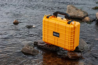 MEIJIA All Weather IP67 Waterproof Hard Camera Case,Hard Protective Case,Hard Case with Customizable Foam,Fit Use of Drones,Camera,Equipments,Pistols(Yellow,15.98x12.99x6.85inches) - color: Yellow, size: 15.98x12.99x6.85inches