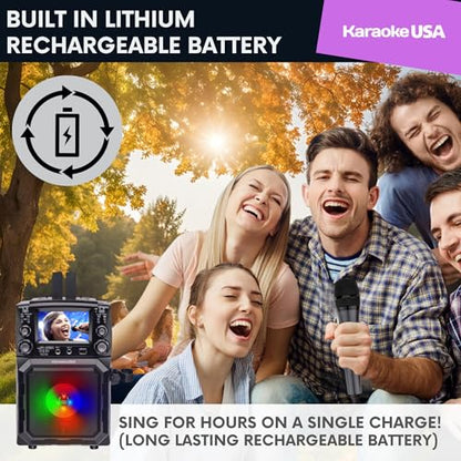 Portable Karaoke Machine with Lyrics Display | Color Screen | CD+G, MP3+G & USB MP3 | Wireless Bluetooth Speaker with Built-in Rechargeable Battery and LED Flashing Lights | Includes Wired Microphone - style: Updated Version