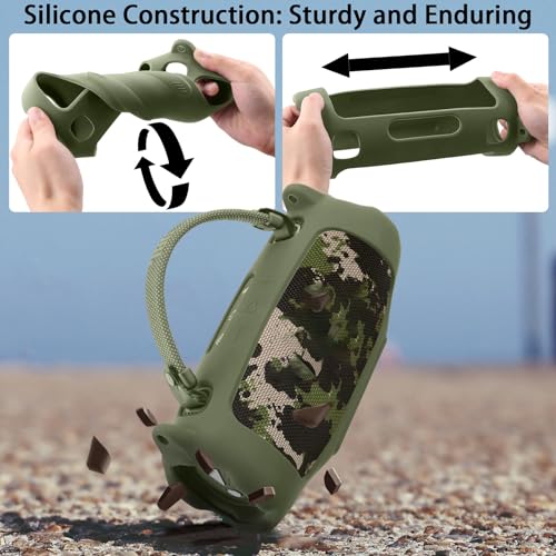 khanka Silicone Case for JBL Charge 6 Waterproof Speaker,Military Green | EVA Hard Shell, Carabiner Clip Attachment, Travel-Ready Portable Storage, Impact Resistant Protection, Secure Custom Fit - color: Military Green