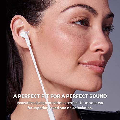 Belkin Wired Earbuds with Lightning Connector, Built-in Mic | In-ear headphones, tangle-free cable, inline remote, volume and track controls, water resistant, iPhone, iPad - color: White, size: One Size, style: LTG