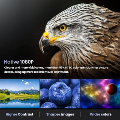 HOMPOW Native 1080P Projector, Mini Bluetooth Portable Movie Projector - style: No system