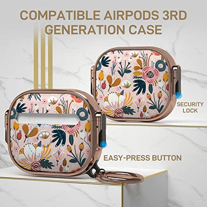 Maxjoy for AirPods 3 Case with Safety Lock, Magsafe Compatible, Pink | Double Secure Lock,Drop Protection,Two-Piece Design,with Gold Keychain, Anti Lost, Dustproof, Cute AirPod 3 Case - color: Pink + Red, size: AirPods 3 Case