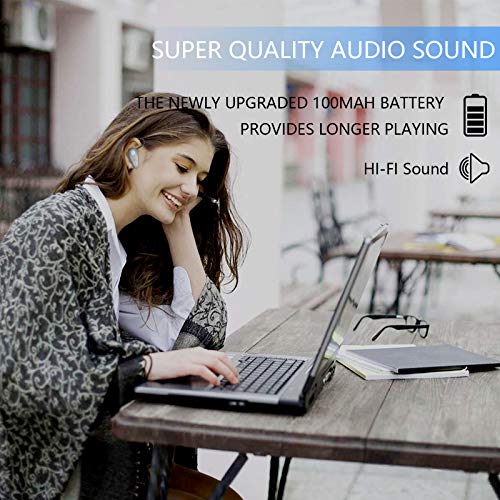 Kendir Bluetooth Headset, V5.0 Ultralight Wireless Headphone Cell Phone Earpiece with Mic Headsetcase, Volume Control, Handsfree Earbud for iPhone, Android,Samsung Smartphone - color: Silver