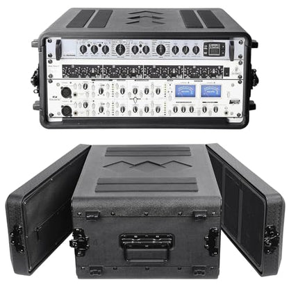Diandian 4U Rack Case Shallow 16" Depth, Rackmount Flight Case Shock Mount | for Pro Audio, Amplifier, DJ Mixer, Effects with Microphone Compartments, Dust-Proof, Tour & Live Sound - size: 4U Rack Space 16" Deep