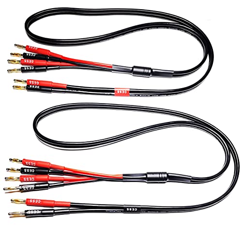 CNCESS Bi-Wire Banana Plug Splitter Speaker Cable, 3 ft, 2-Pack - size: 3 feet