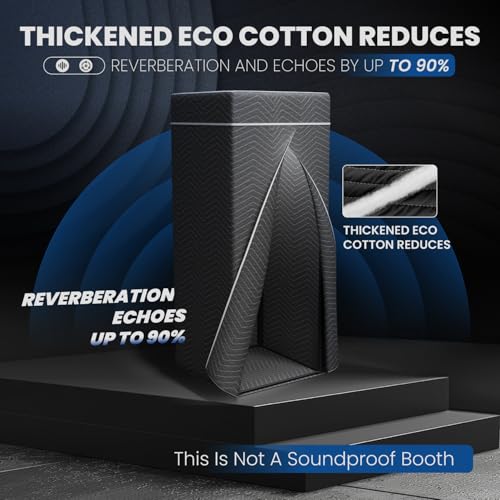 RDCMKL Portable Recording Booth, Foldable Vocal Booth for Home Studio | sound isolation vocal shield, acoustic blanket enclosure, floor stand, phone holder, podcast, voiceover, singing