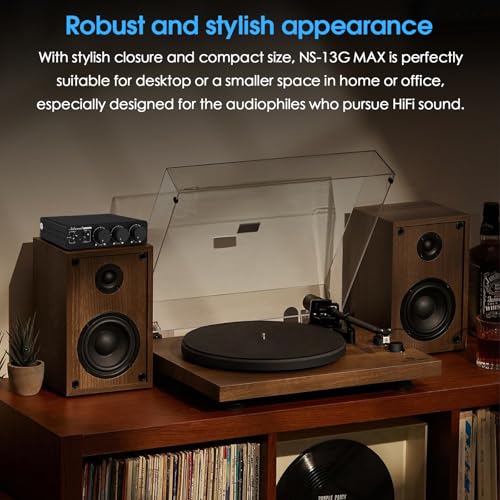 Nobsound 300Wx2 Stereo Amplifier with Phono Input - HiFi Class D Mini Power Amp for Home Theater, Turntables, Studio Monitor | TPA3255 Chip, RCA/MM Inputs, Bass/Treble Control (NS-13G MAX DC 48V)