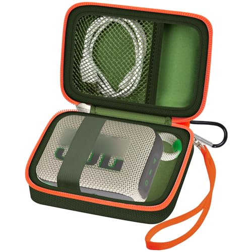 Speaker Case for JBL Go 5/4/3, Case Only | Hard Case, Mesh Pocket for Charging Cable, Compact Travel Carry, Speaker Not Included, Green - color: Green