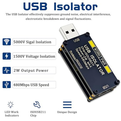 USB 2.0 480Mbps High Speed Isolator | Support 5KVrms Signal and 1.5KV Voltage Isolation,Audio up to 32 Bit 768Khz